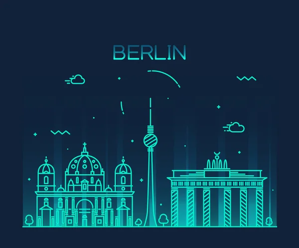 Berlin siluetinin trendy vektör çizim doğrusal — Stok Vektör