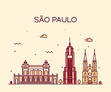 Sao Paulo manzarası trendy Vektör Lineer stili