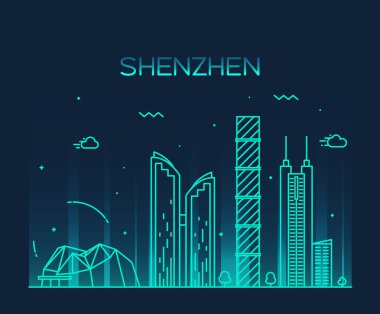 Shenzhen manzarası trendy vektör çizim doğrusal