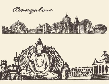 Bangalore oyulmuş şekilde elle çizilmiş kroki