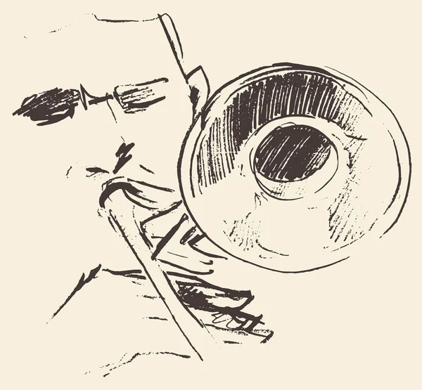 Jazz cartel trombón música acústica consepto — Vector de stock