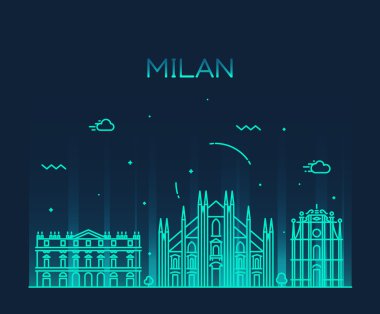 Milan manzarası trendy vektör çizim doğrusal