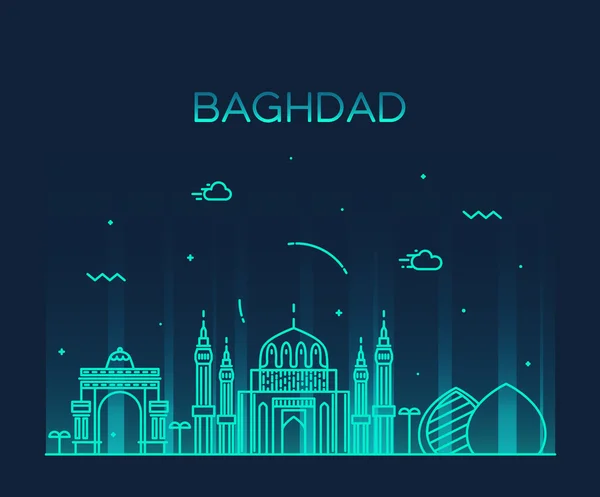 Baghdad skyline vettoriale illustrazione stile lineare — Vettoriale Stock