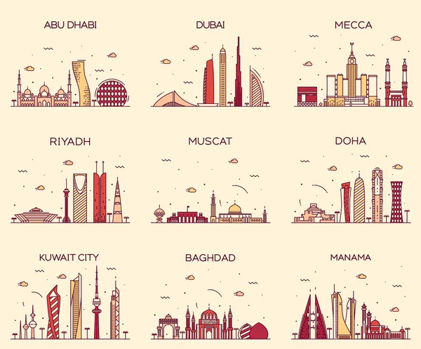 Arap Yarımadası'nda silüetini sanat stil vektör hat