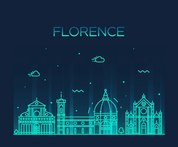 Florence Panorama silueta vektor lineární styl — Stockový vektor
