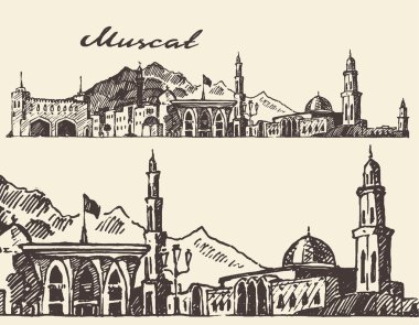 Muscat oyulmuş şekilde elle çizilmiş kroki