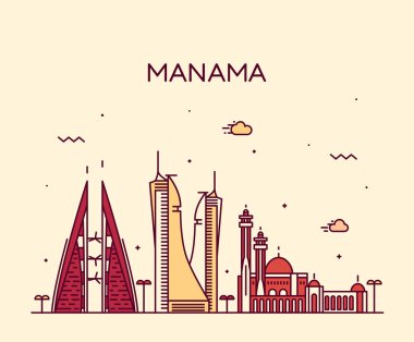 Manama manzarası siluet Vektör Lineer stili