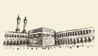 Kutsal Kabe Mekke Suudi Arabistan Müslüman kroki