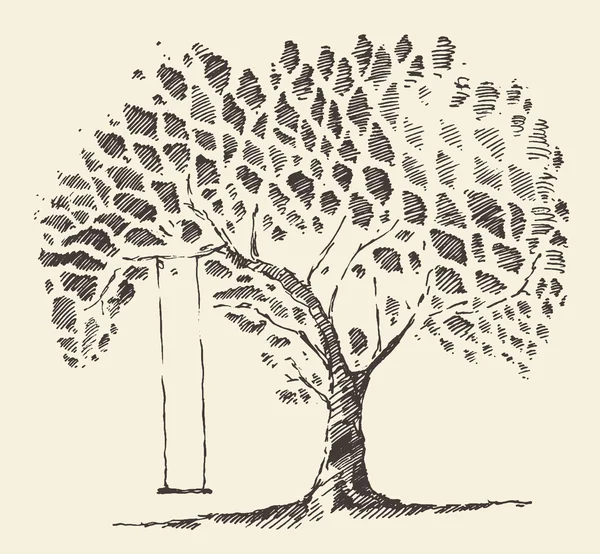 Romantic illustration tree swing hand drawn sketch — Stock Illustration Romantic illustration tree swing hand drawn sketch Royalty Free Stock Vectors