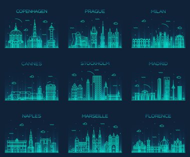 Europe silüetini Prag Cannes Madrid Hat sanatı