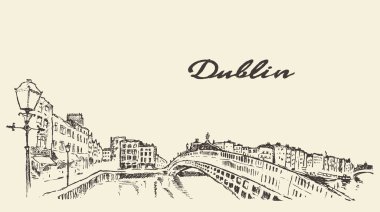 Dublin manzarası illüstrasyon el çizilmiş kroki