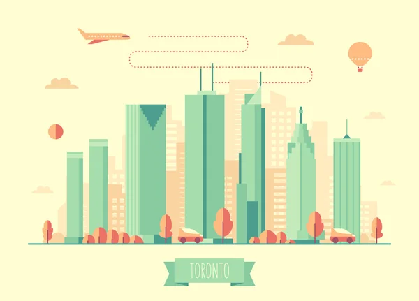 Toronto skyline architectuur vector plat ontwerp — Stockvector