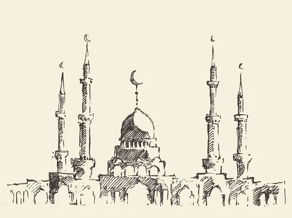 Mosquée illustration vintage croquis dessiné à la main — Image vectorielle