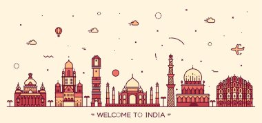 Hint skyline vektör çizim doğrusal stili