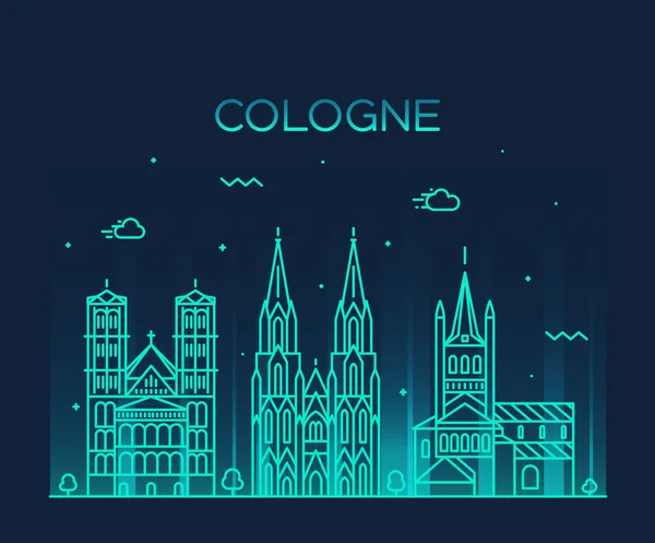 Cologne skyline vector illustration linear style — Stock Vector