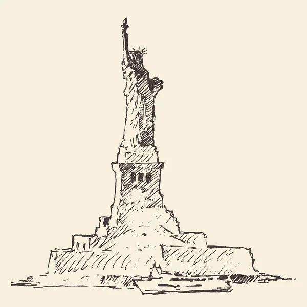 Estatua de la Libertad vector ilustración dibujado a mano — Archivo Imágenes Vectoriales