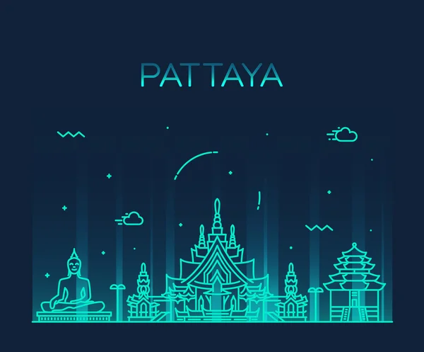 Pattaya trendiga vektor illustration linjär stil — Stock vektor