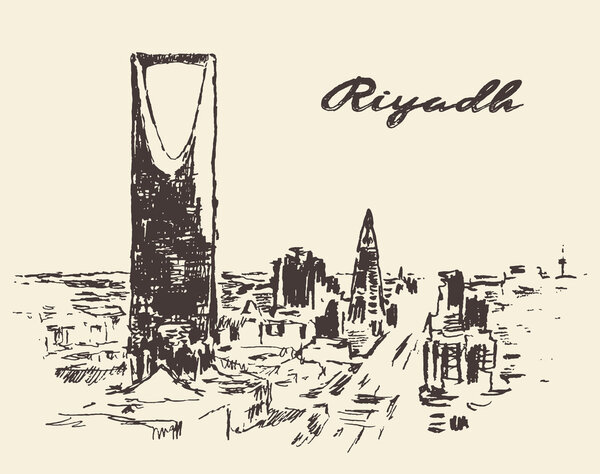 Sketch of Riyadh skyline vector illustration drawn