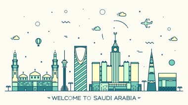 Manzarası Suudi Arabistan Trendy Vektör Lineer stili