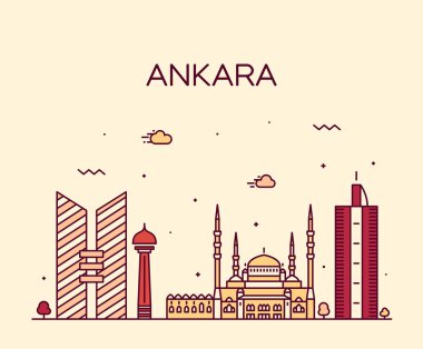 Ankara manzarası vektör çizim doğrusal stili