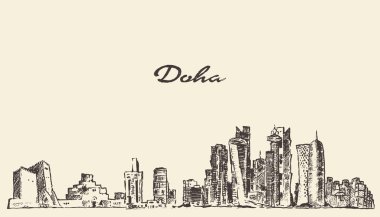 Doha manzarası vektör çizim elle çizilmiş