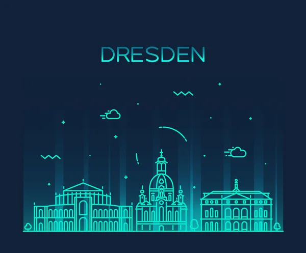 Dresden skyline vector ilustração estilo linear —  Vetores de Stock