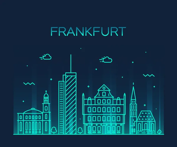 Frankfurt skyline vector ilustração estilo linear — Vetor de Stock