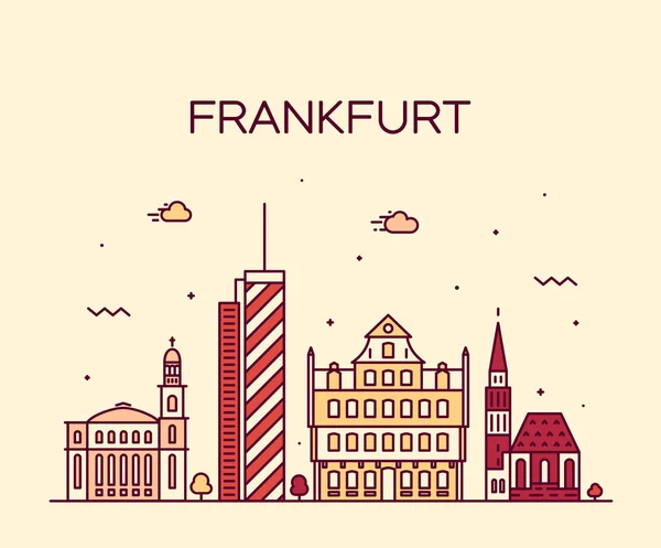 Frankfurt skyline vektor illustration linjär stil — Stock vektor