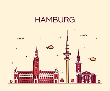 Hamburg manzarası vektör çizim doğrusal stili