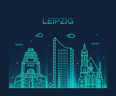 Leipzig manzarası vektör çizim doğrusal stili