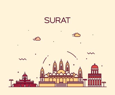 Surat manzarası vektör çizim doğrusal stili