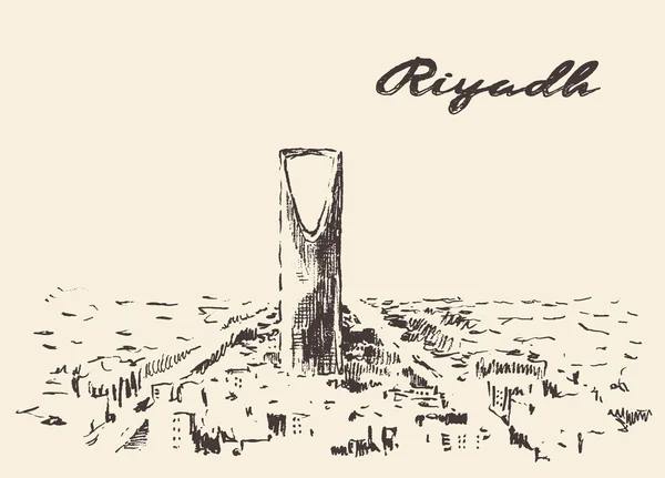 Σκίτσο του Ριάντ στον ορίζοντα εικονογράφηση φορέας που — Διανυσματικό Αρχείο