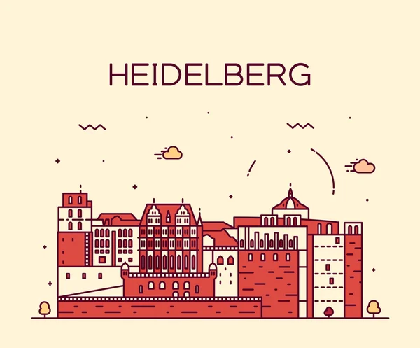 Heidelberg skyline vector illustration linear — Stock Vector