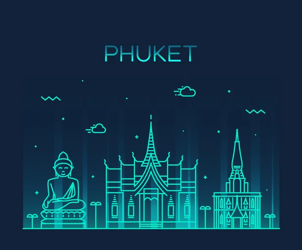 Phuket Trendy vector illustration linear style — Stock Vector