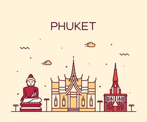 Phuket Trendy vetor ilustração estilo linear — Vetor de Stock