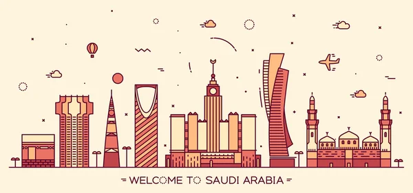 Skyline van Saoedi-Arabië Trendy vector lineaire stijl — Stockvector