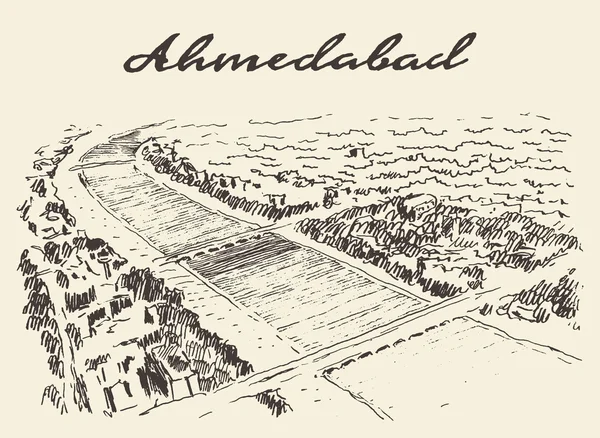 Ahmedabad skyline vector ilustración boceto dibujado — Vector de stock