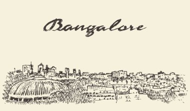 Bangalore skyline India illustration drawn sketch clipart