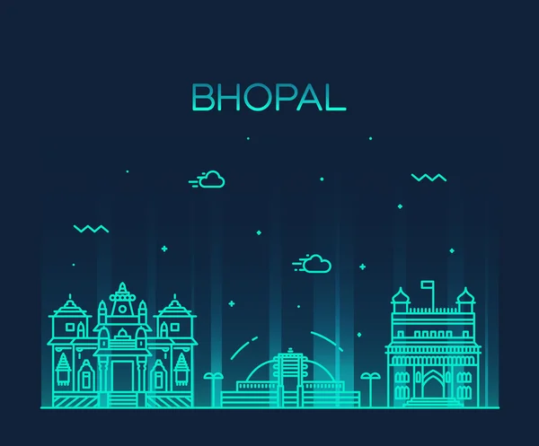 Bhopal skyline vector ilustración estilo lineal — Vector de stock
