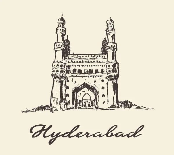 Hyderabad India Charminar vector getekende schets — Stockvector