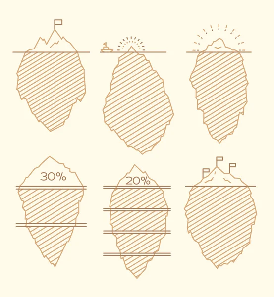 Set icebergs infographie illustration style linéaire — Image vectorielle