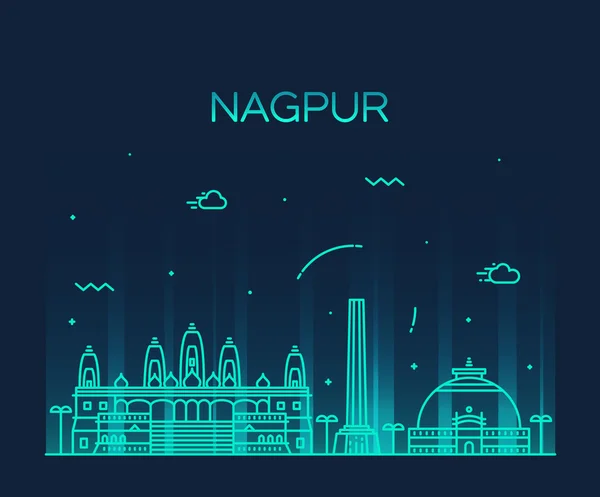 Nagpur skyline силует вектор лінійний стиль — стоковий вектор