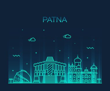 Patna manzarası siluet Vektör Lineer stili