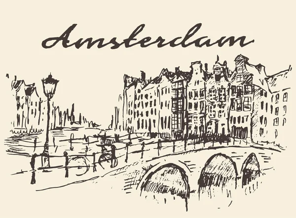 Rues Amsterdam illustration vectorielle dessin — Image vectorielle