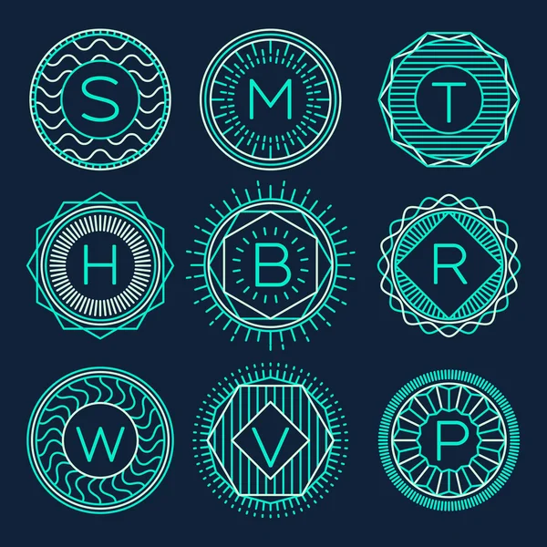 Conjunto de moda monogramas logotipos vector lineal estilo — Archivo Imágenes Vectoriales