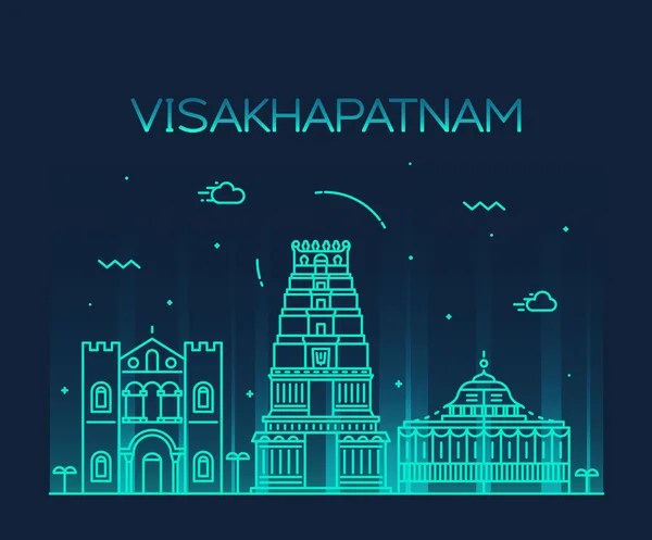 Visakhapatnam skyline style vectoriel linéaire — Image vectorielle
