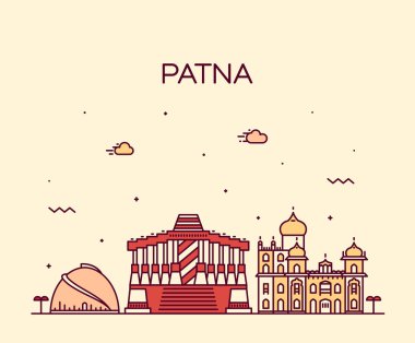 Patna manzarası siluet Vektör Lineer stili