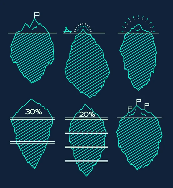 Conjunto icebergs infográfico ilustração estilo linear — Vetor de Stock