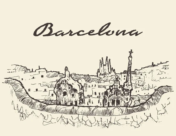 Barcelona spanien illustration skizze gezeichnet — Stockvektor