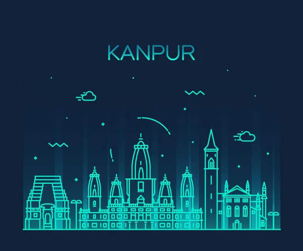 Kanpur skyline ilustración vectorial detallada lineal — Vector de stock